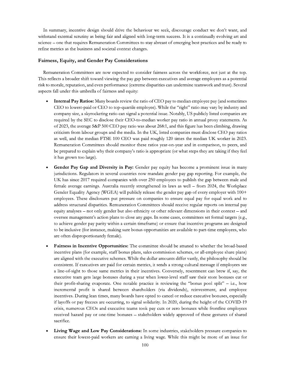 Sample page covering short-term and long-term incentive design and value alignment.
